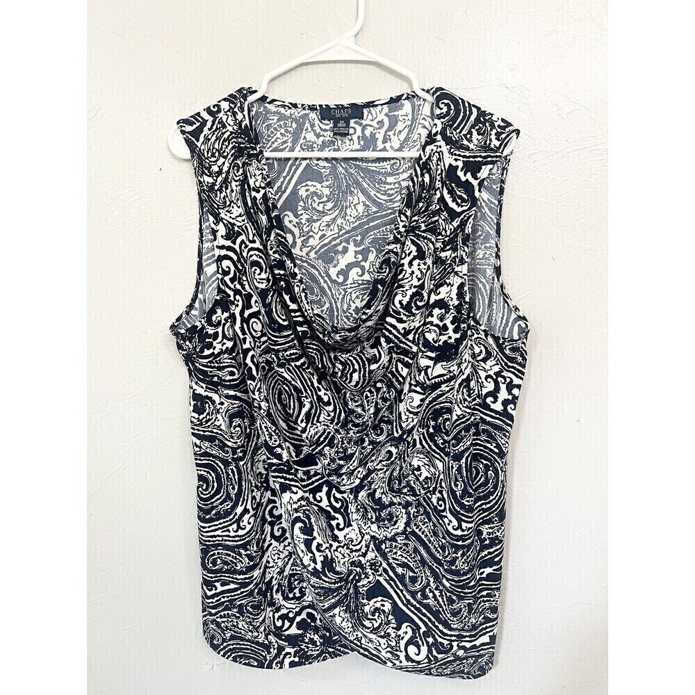 Chaps Ralph Lauren 2X  Floral Top Sleeveless Cowl Neck Slinky Knit Stretch Plus